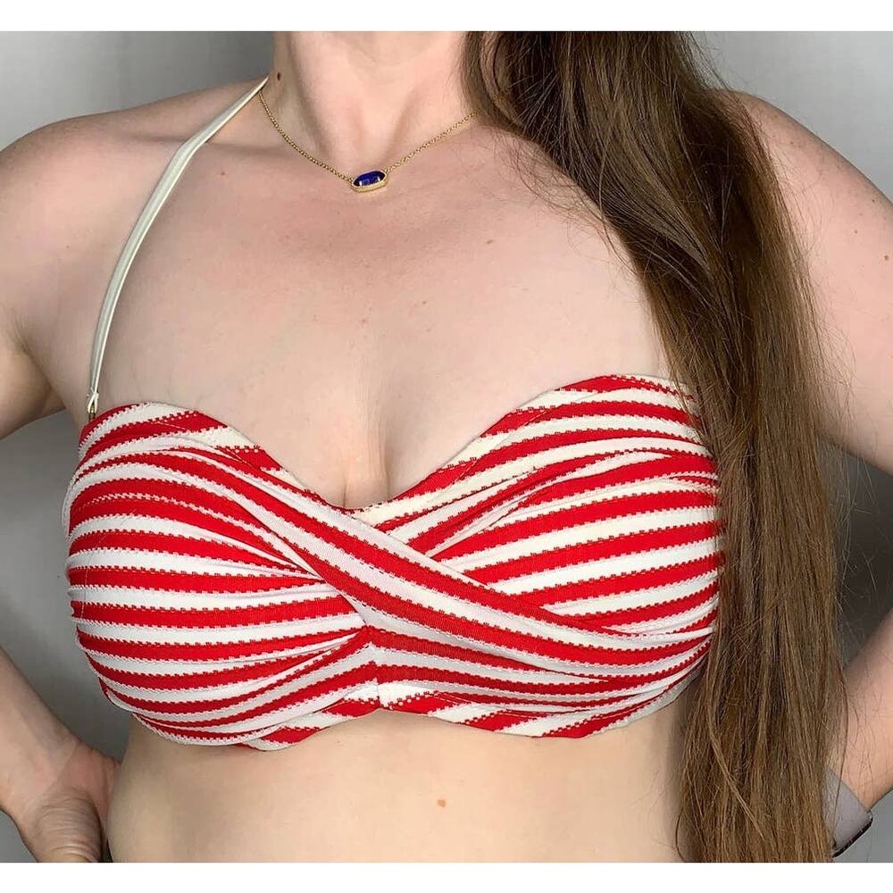 Vitamin A Ava Corset Red and White Stripe Bikini Top